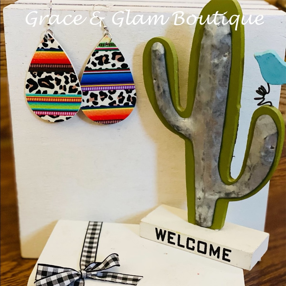 Serape Leopard teardrop earrings